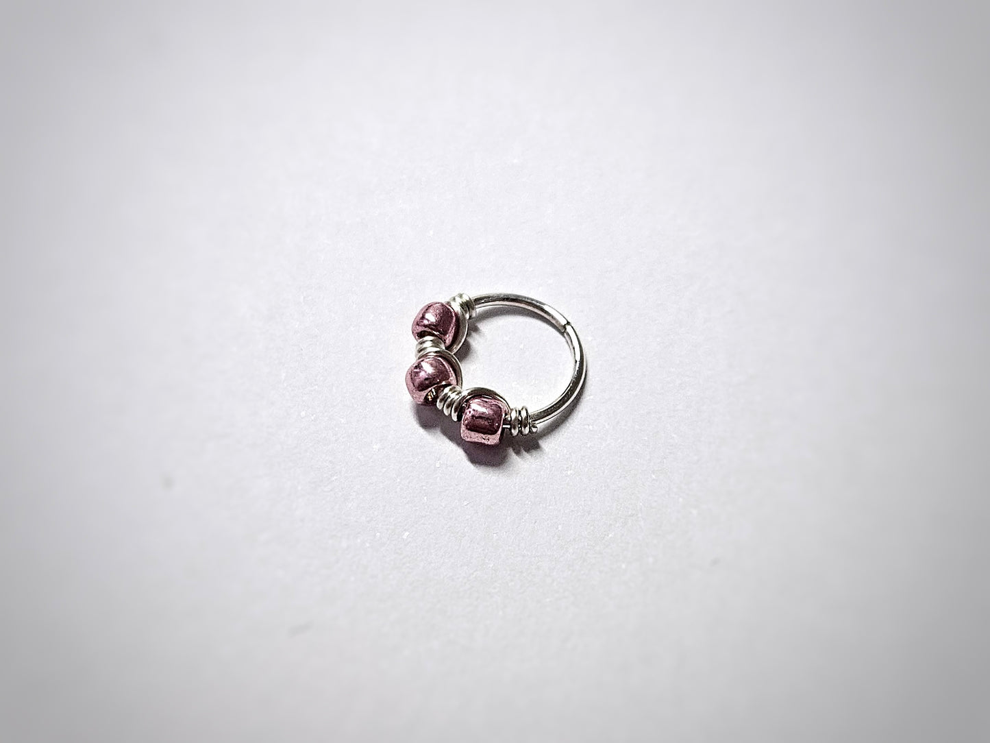 Metallic Pink Sterling Silver Helix Cartilage Seamless Hoop 20g 8mm or 10mm Inside Diameter