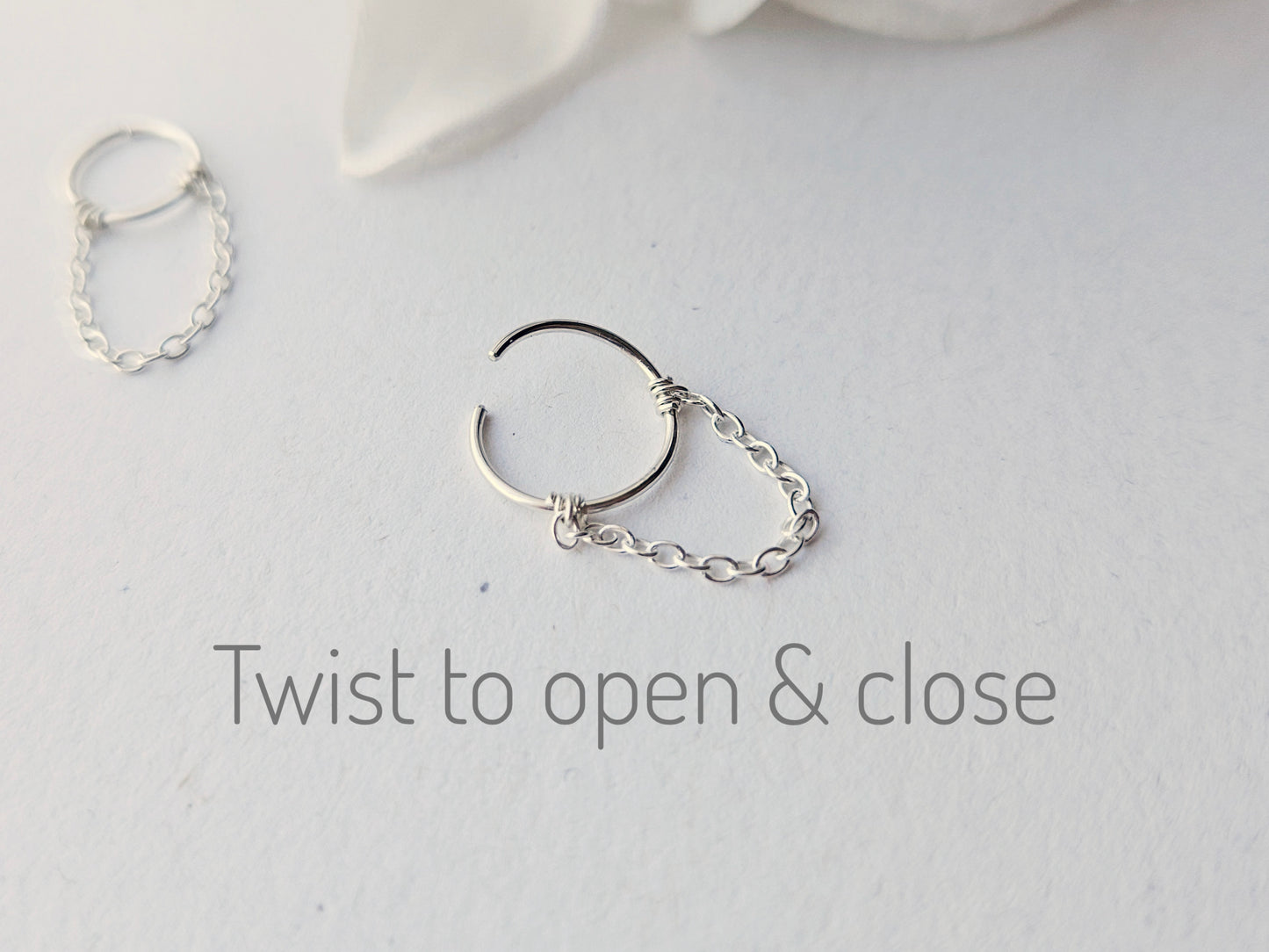 20g 18g Chain Cartilage Hoop Sterling Silver