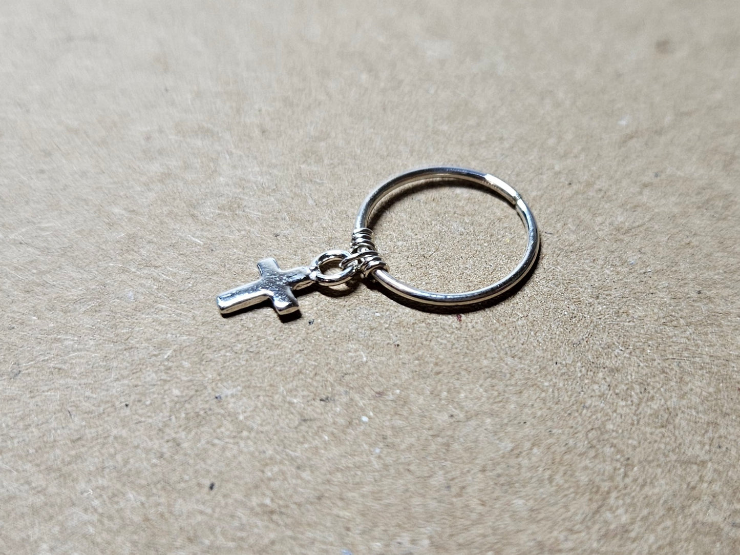 20g 18g 16g Tiny Cross Charm Helix Cartilage Hoop. Sterling Silver