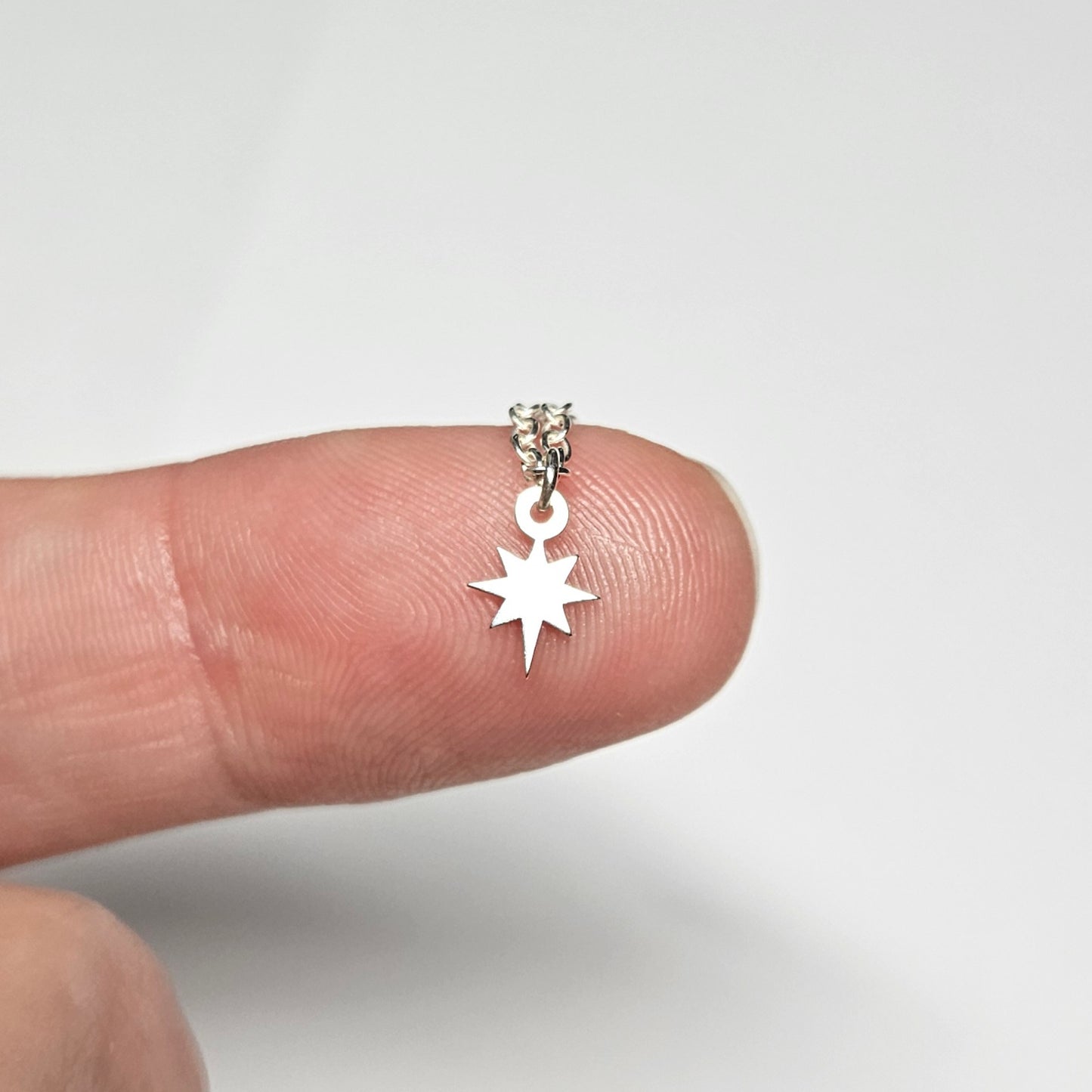 925 Sterling Silver Chain with Star Charm for Helix Cartilage Existing Stud. Ear Chains