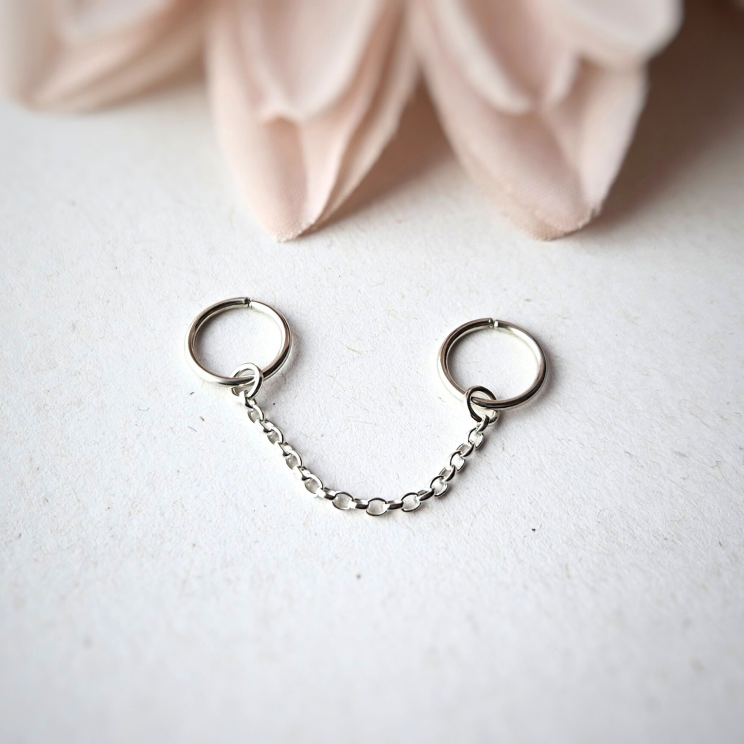 Industrial Scaffold Chain Earring. Hoop and Chain. 925 Sterling Silver. 8mm 10mm