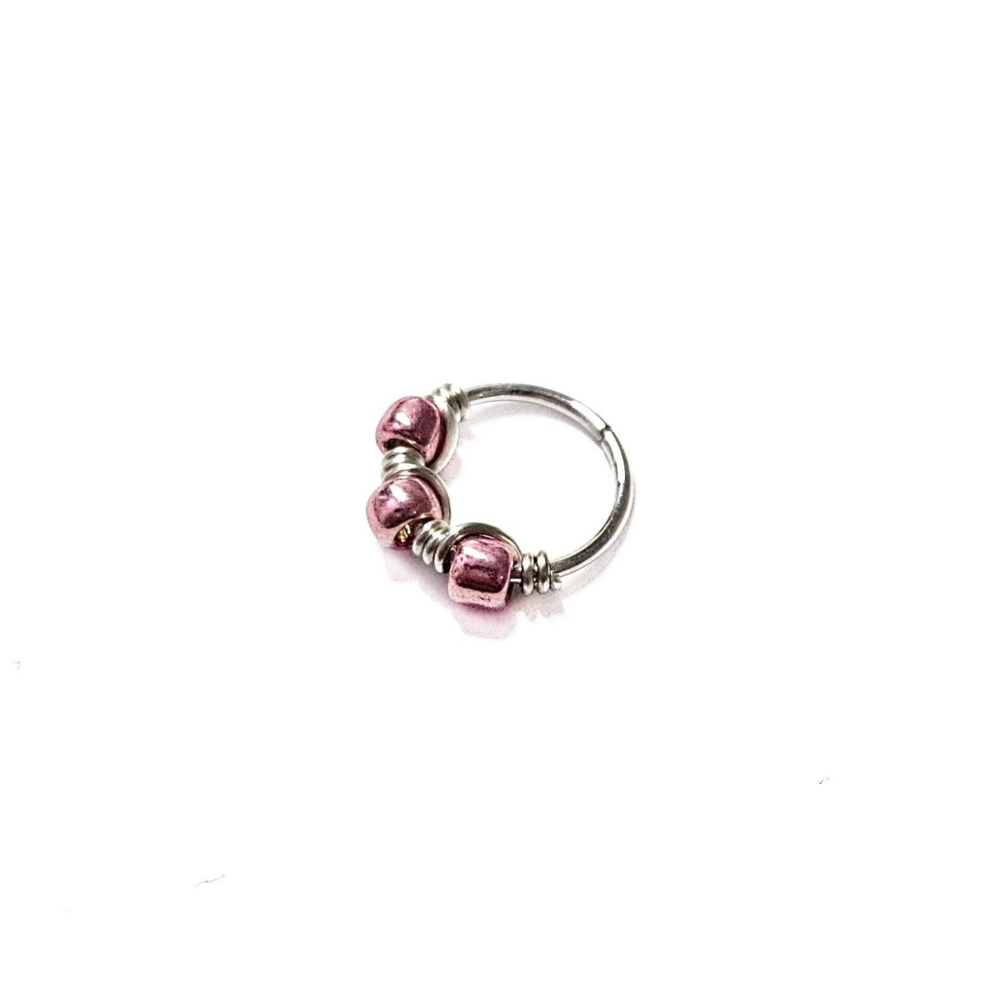 Metallic Pink Sterling Silver Helix Cartilage Seamless Hoop 20g 8mm or 10mm Inside Diameter
