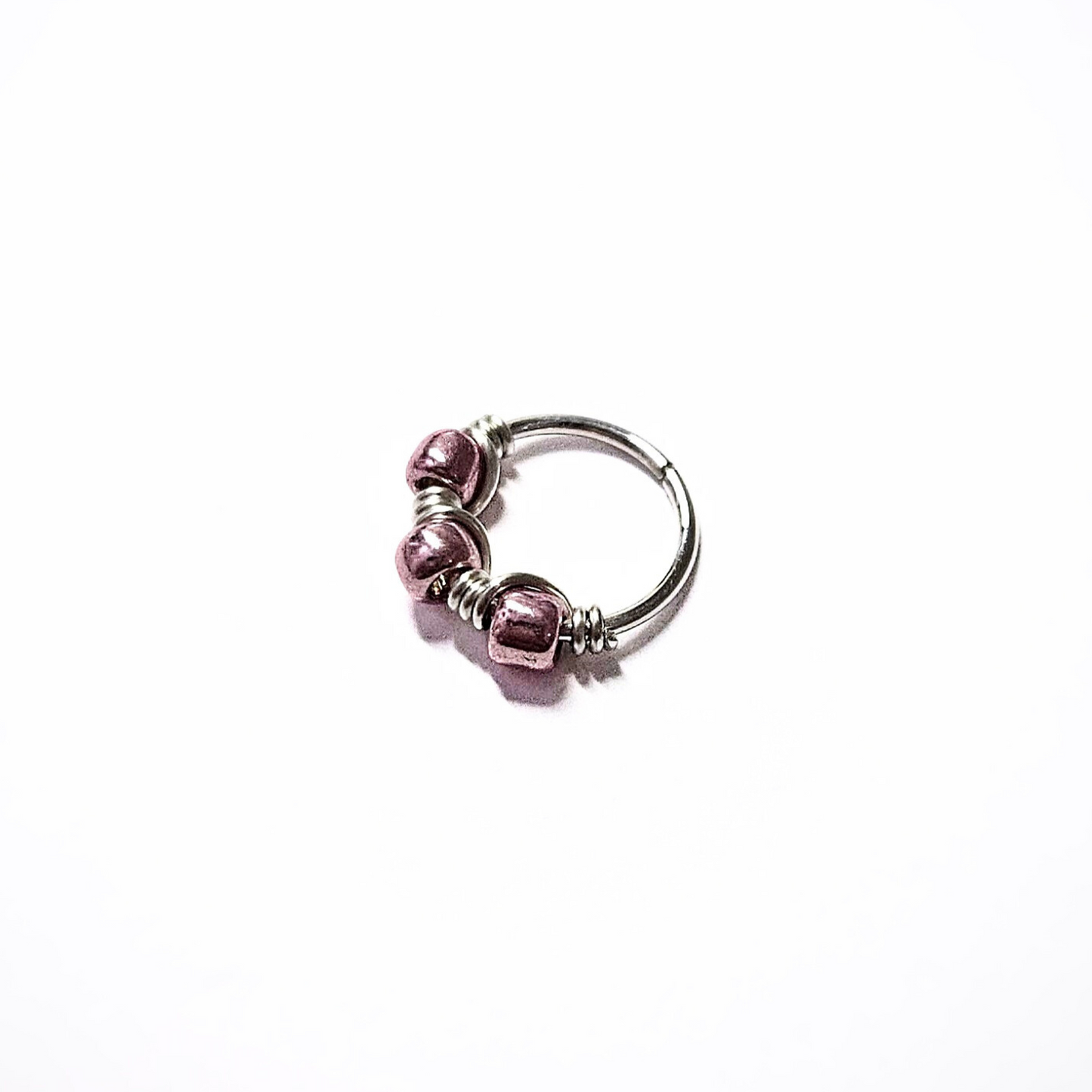 Metallic Pink Sterling Silver Helix Cartilage Seamless Hoop 20g 8mm or 10mm Inside Diameter