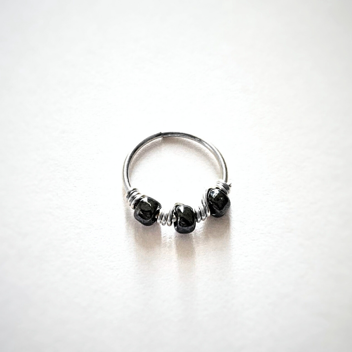 Hematite Black Sterling Silver Helix Cartilage Seamless Hoop 20g 8mm or 10mm Inside Diameter