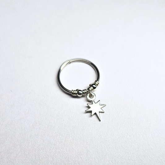 Sterling Silver 20g Star with Beads Helix Cartilage Hoop Earring. 925 Silver Helix Piercing