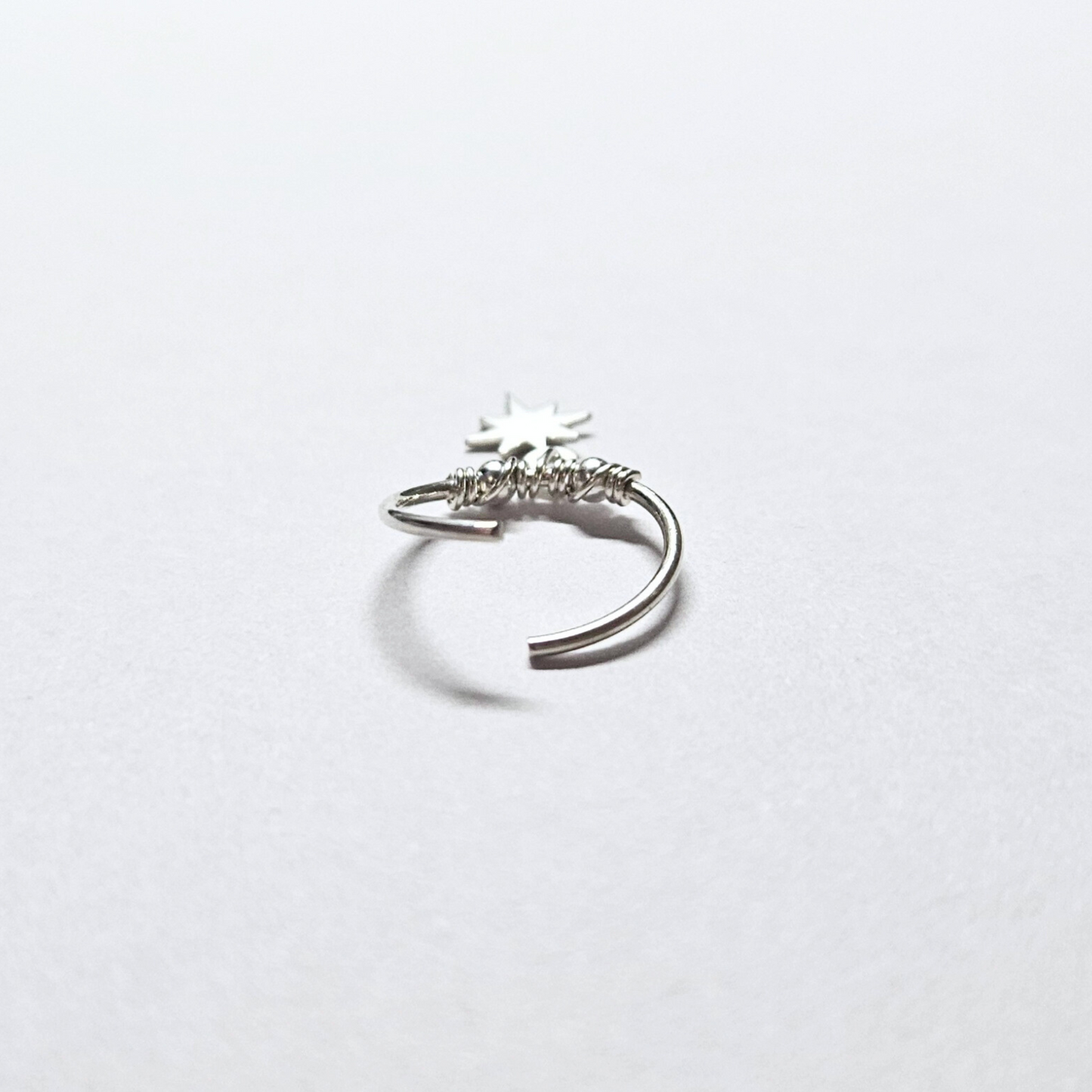Sterling Silver 20g Star with Beads Helix Cartilage Hoop Earring. 925 Silver Helix Piercing