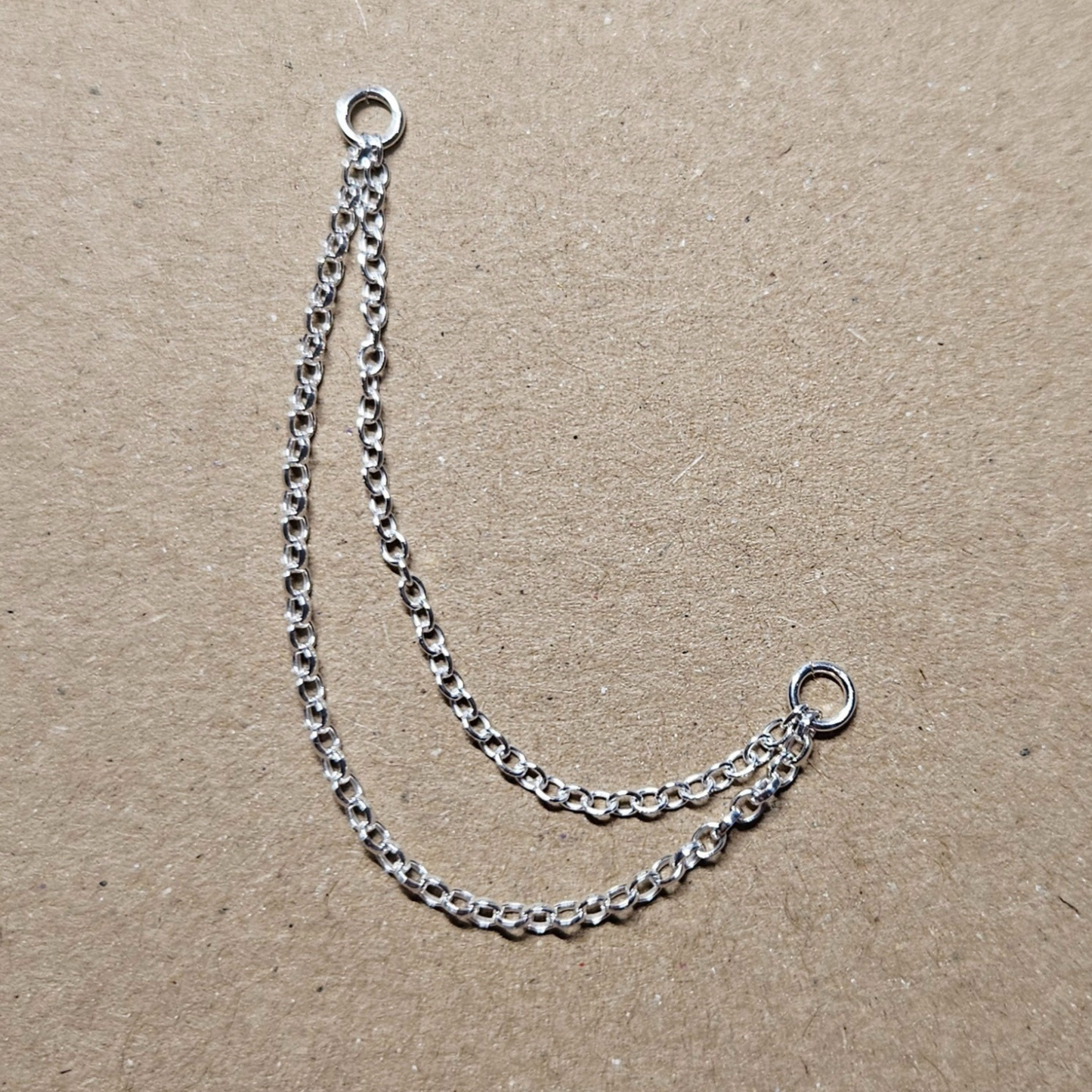 Helix to Lobe Piercing Double Chain. Sterling Silver.