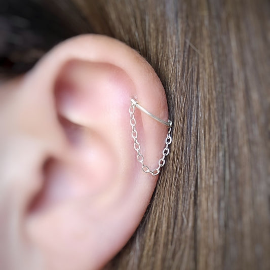 20g 18g Chain Cartilage Hoop Sterling Silver