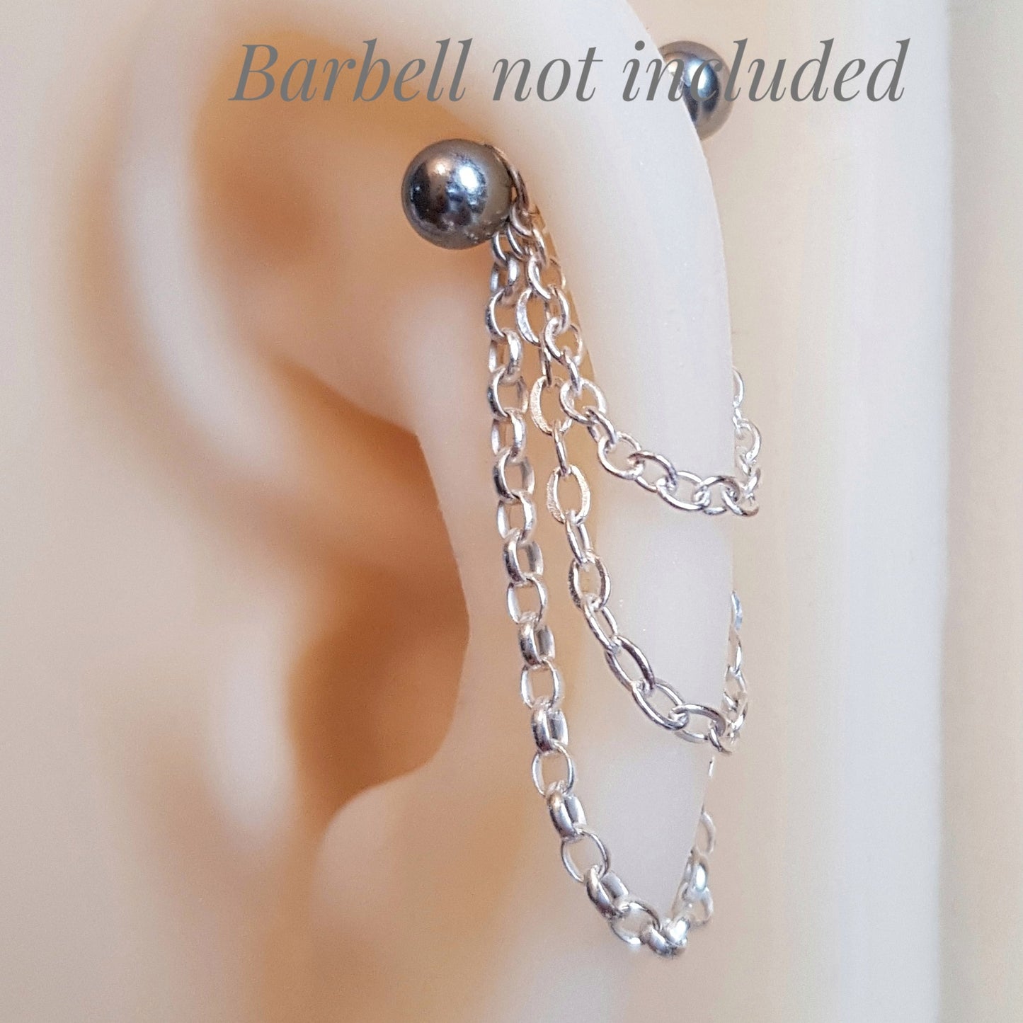 barbell labret earring chains sterling silver