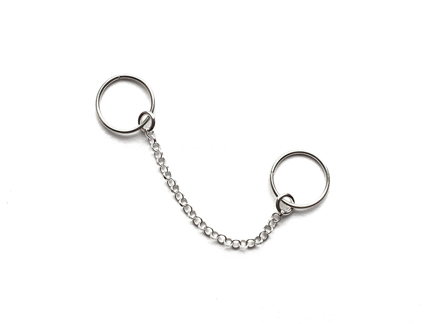 Industrial Scaffold Chain Earring. Hoop and Chain. 925 Sterling Silver. 8mm 10mm