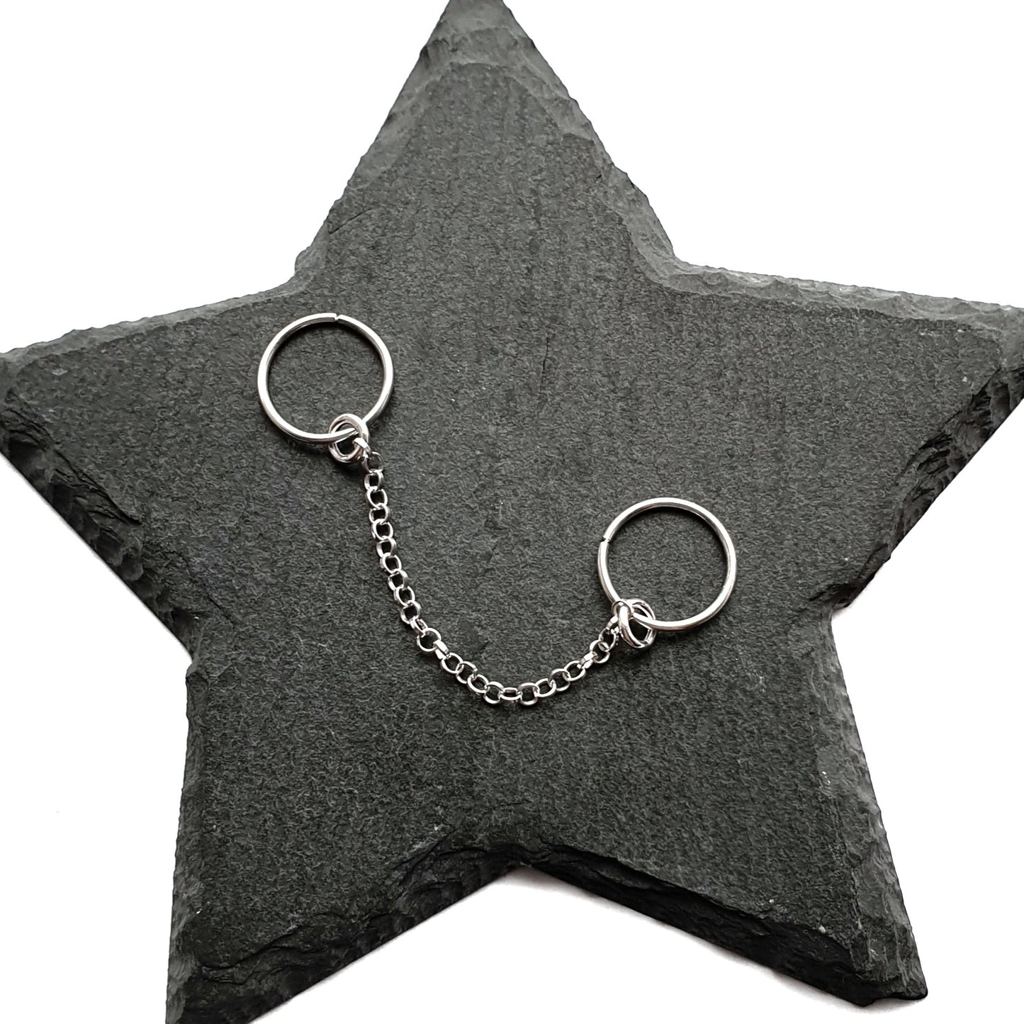 Industrial Scaffold Chain Earring. Hoop and Chain. 925 Sterling Silver. 8mm 10mm
