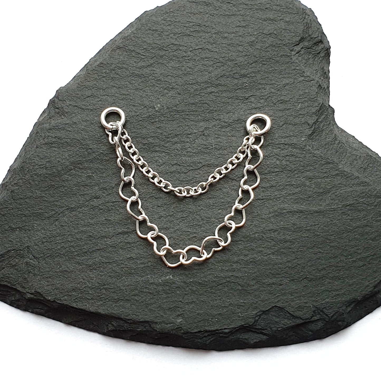 cartilage ear jacket chain silver heart