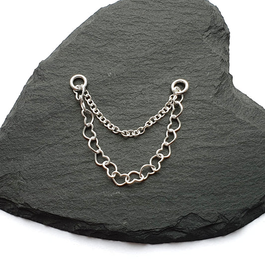 cartilage ear jacket chain silver heart