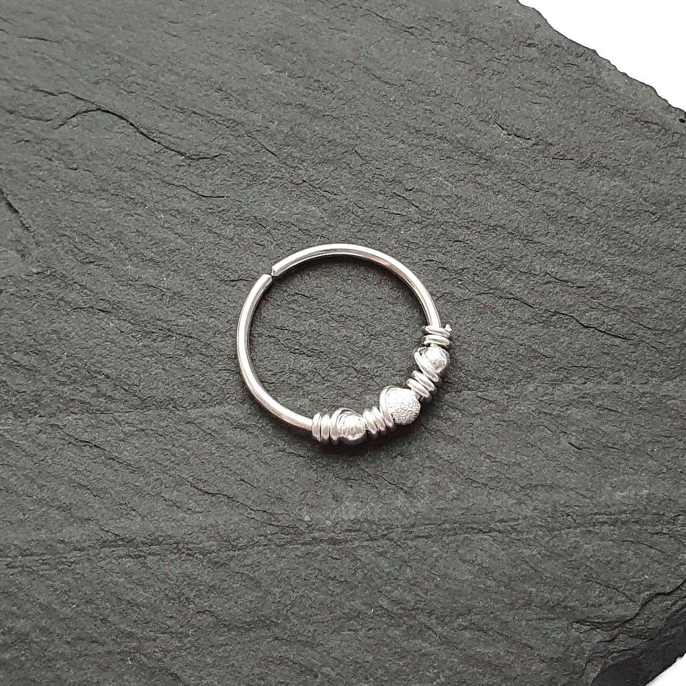 20g sterling silver beaded hoop helix piercing