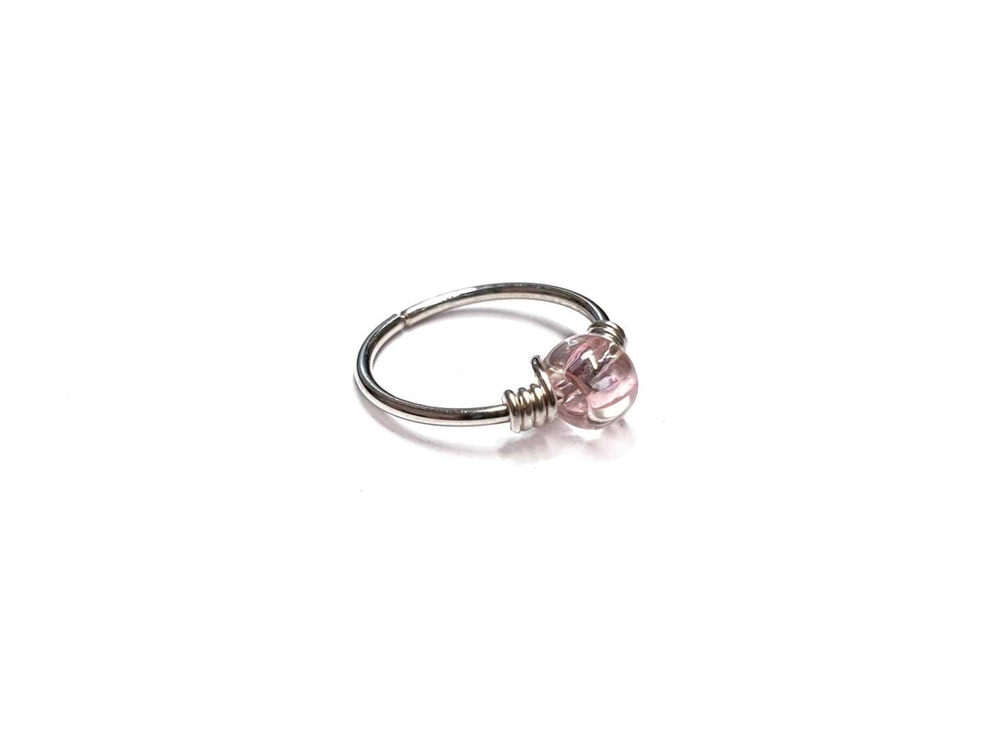 Sterling Silver Cartilage Hoop. Pink Bead. 8mm 10mm. 20g 18g