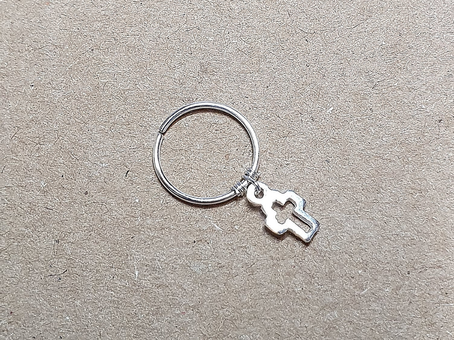 Cross Charm Helix Cartilage Hoop. Sterling Silver. 20g 18g 16g. 8mm 10mm Inside Diameter
