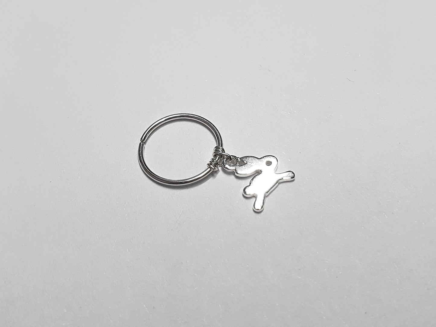 Rabbit Bunny Helix Cartilage Hoop. Sterling Silver. 20g 18g 16g. 8mm 10mm Inside Diameter