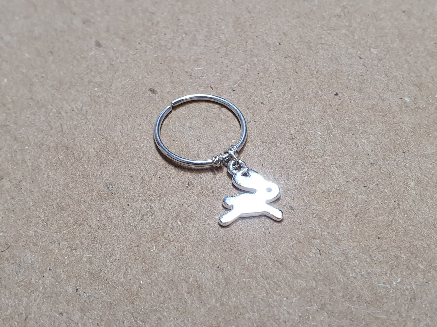 Rabbit Bunny Helix Cartilage Hoop. Sterling Silver. 20g 18g 16g. 8mm 10mm Inside Diameter