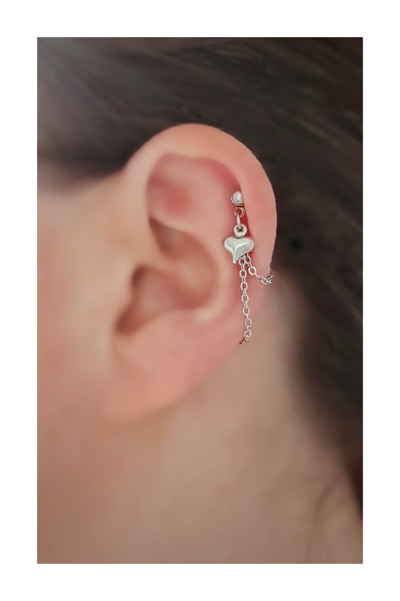 Heart Charm Stainless Steel Cartilage Earring