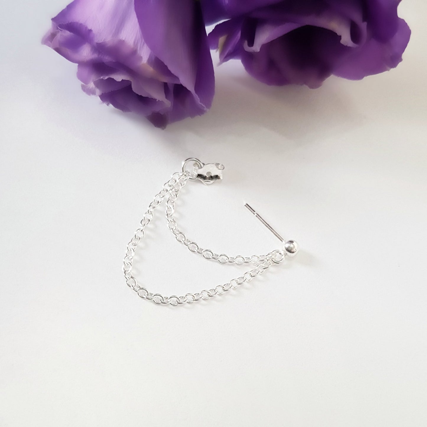 Sterling silver 925 helix cartilage earring with chain