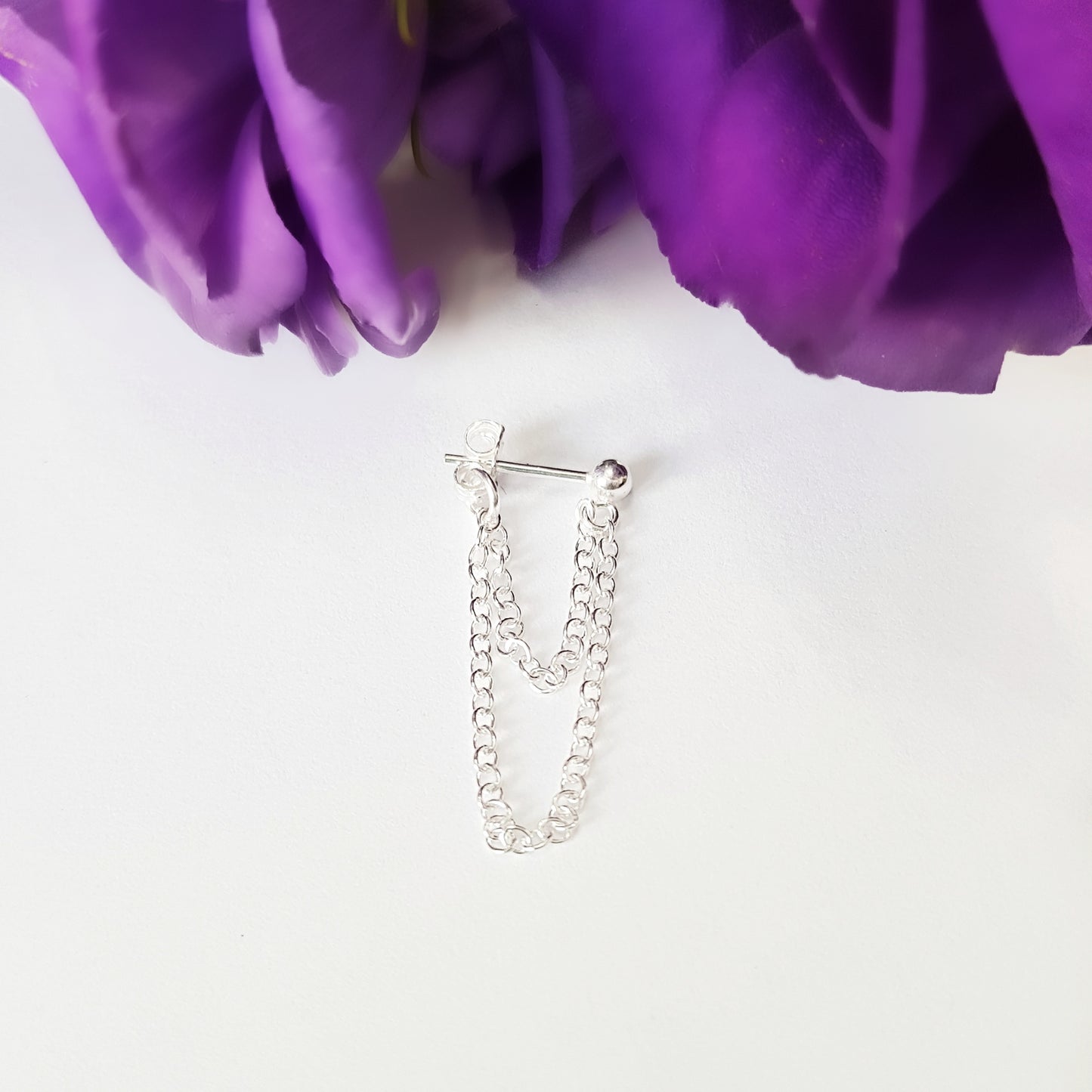Original sterling silver helix cartilage chain earring. 925 Sterling silver