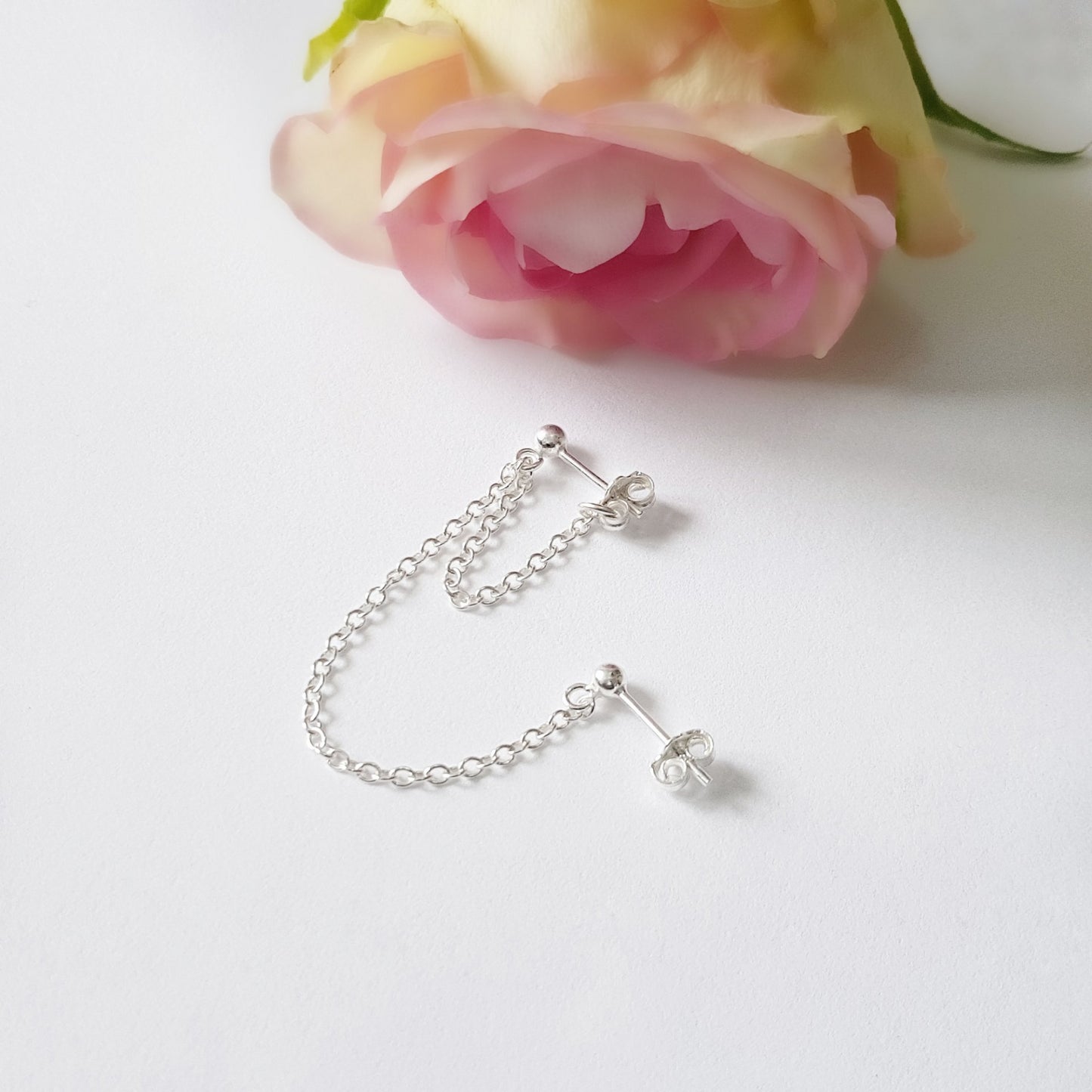 Sterling silver 925 helix cartilage to lobe earring with chain