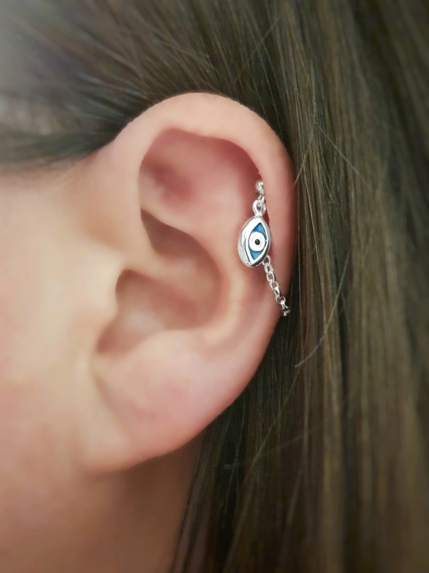 evil eye chain earring helix piercing