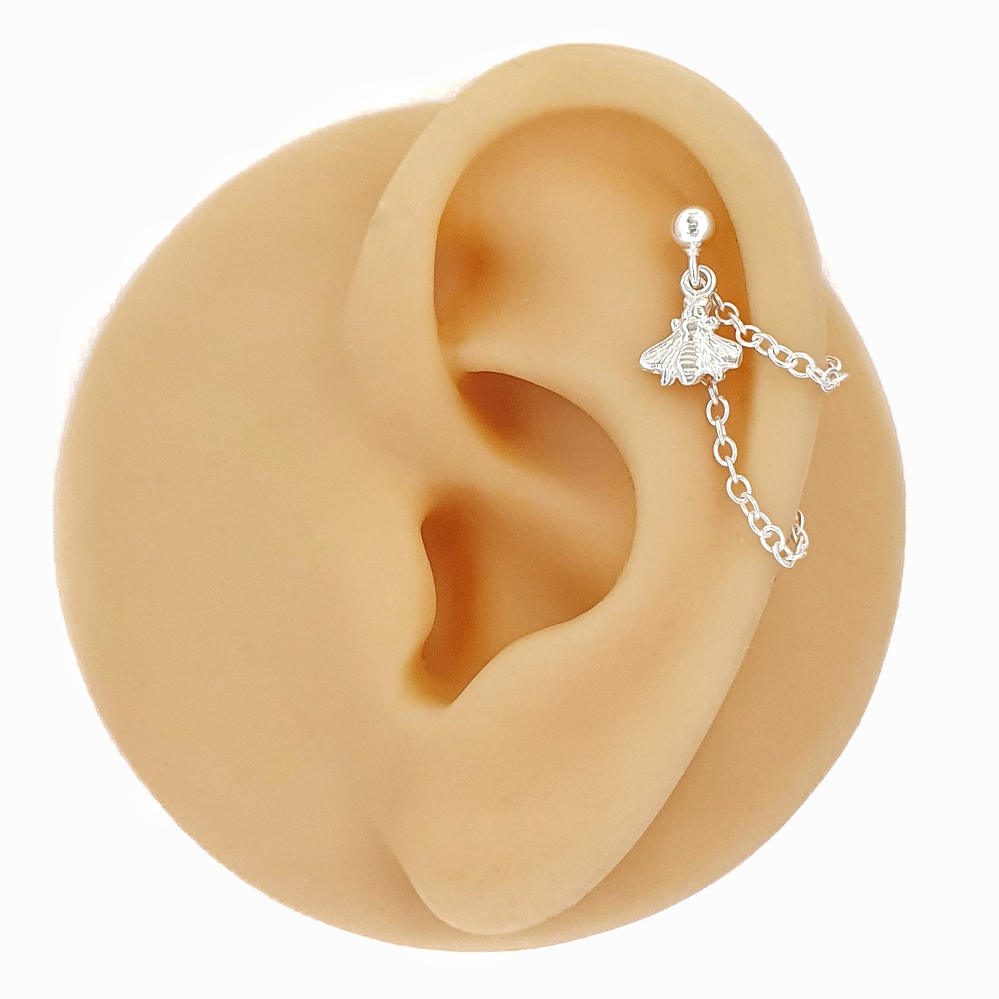 bee cartilage chain earring sterling silver