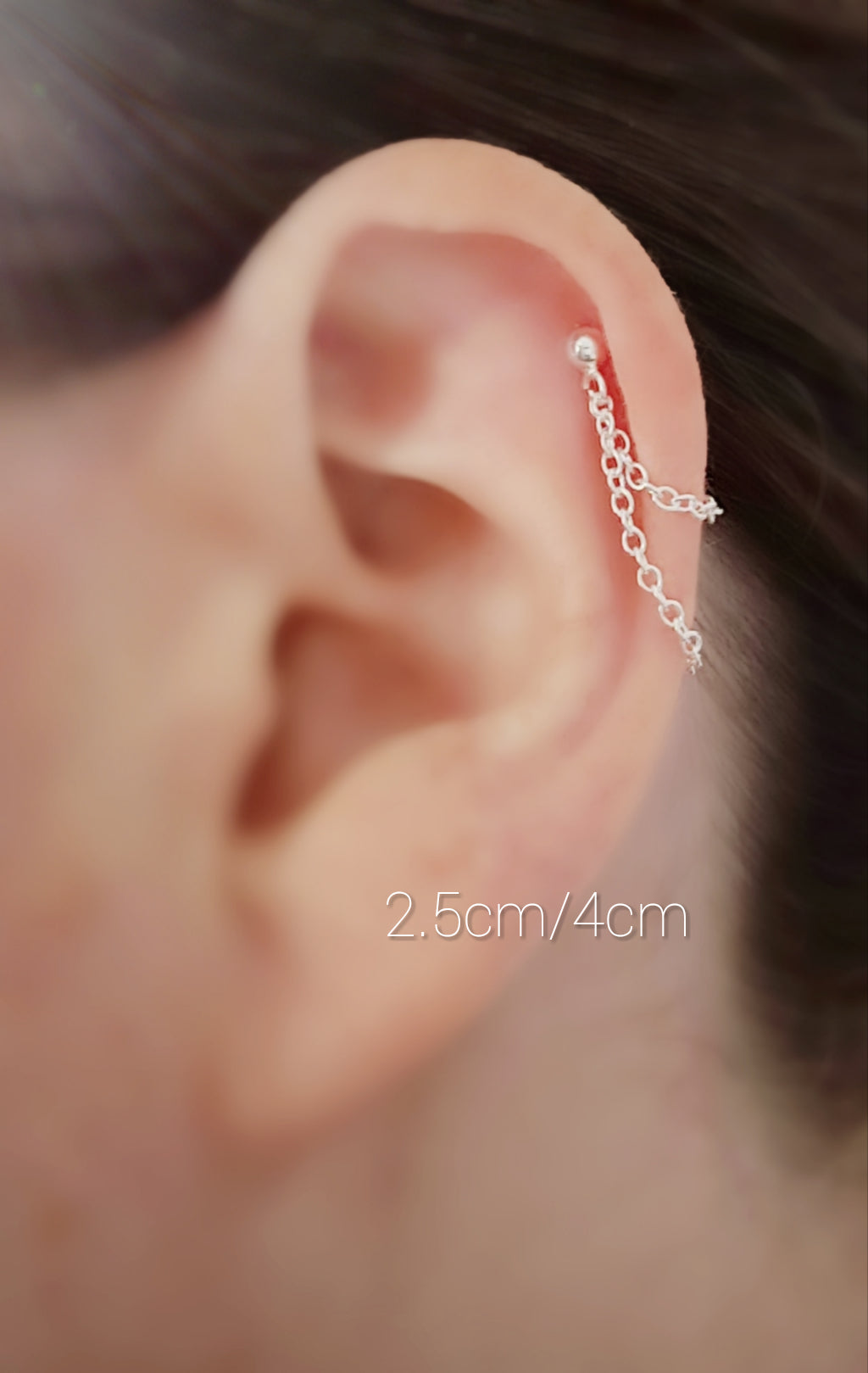 Original sterling silver helix cartilage chain earring. 925 Sterling silver
