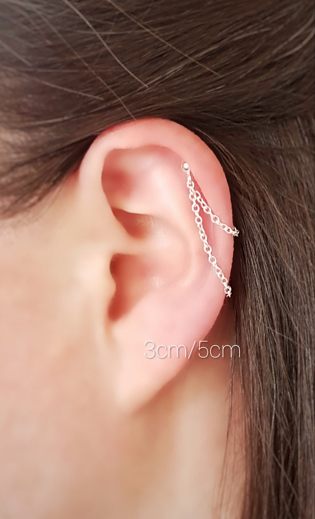 Original sterling silver helix cartilage chain earring. 925 Sterling silver
