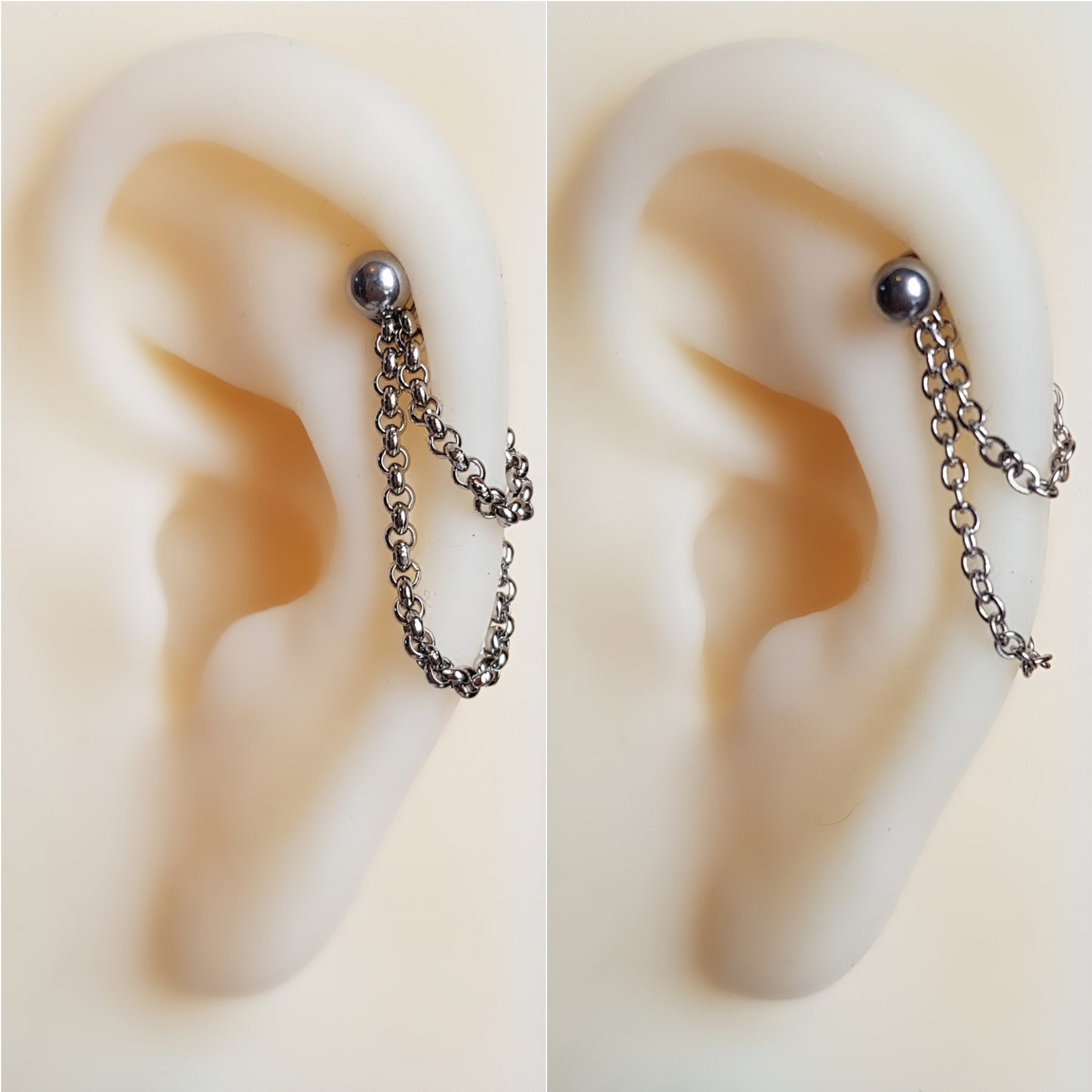 barbell labret chains stainless steel