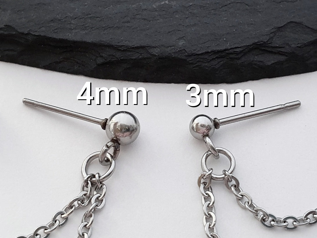Stainless Steel Double Chain Helix Cartilage to Lobe Earring