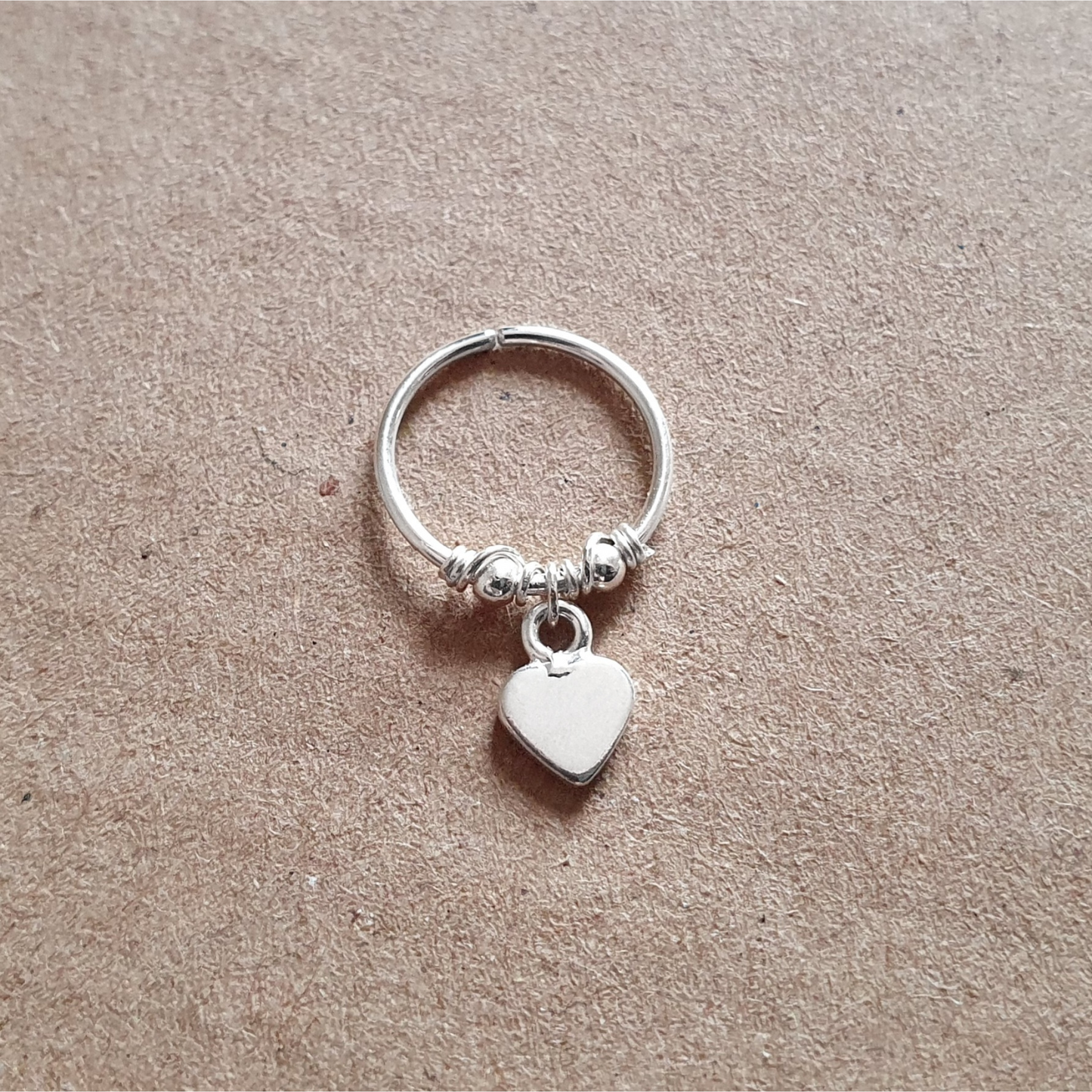 Heart dangle sterling silver helix piercing hoop