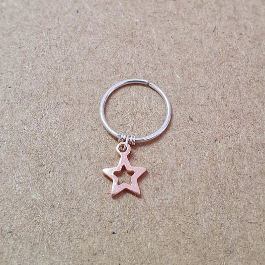 star helix cartilage hoop earring rose gold sterling silver