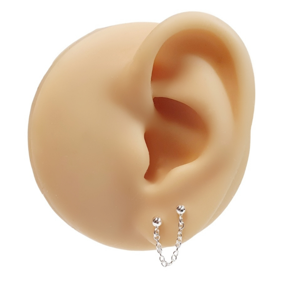 double lobe chain connector earring