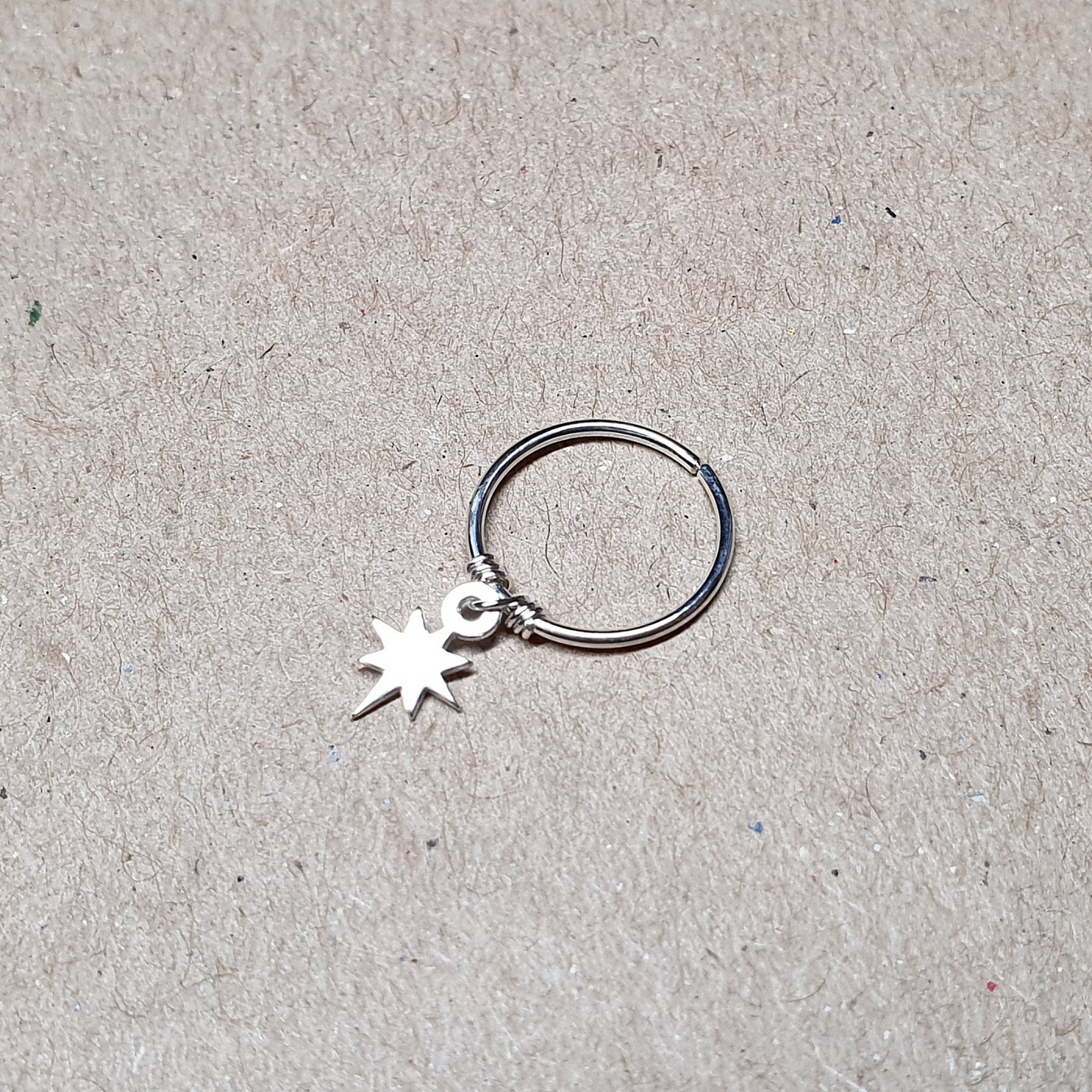 Star Charm Sterling Silver Helix Cartilage Hoop. 8mm 10mm