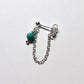 Turquoise Bead and Chain Sterling Silver Helix Cartilage Earring