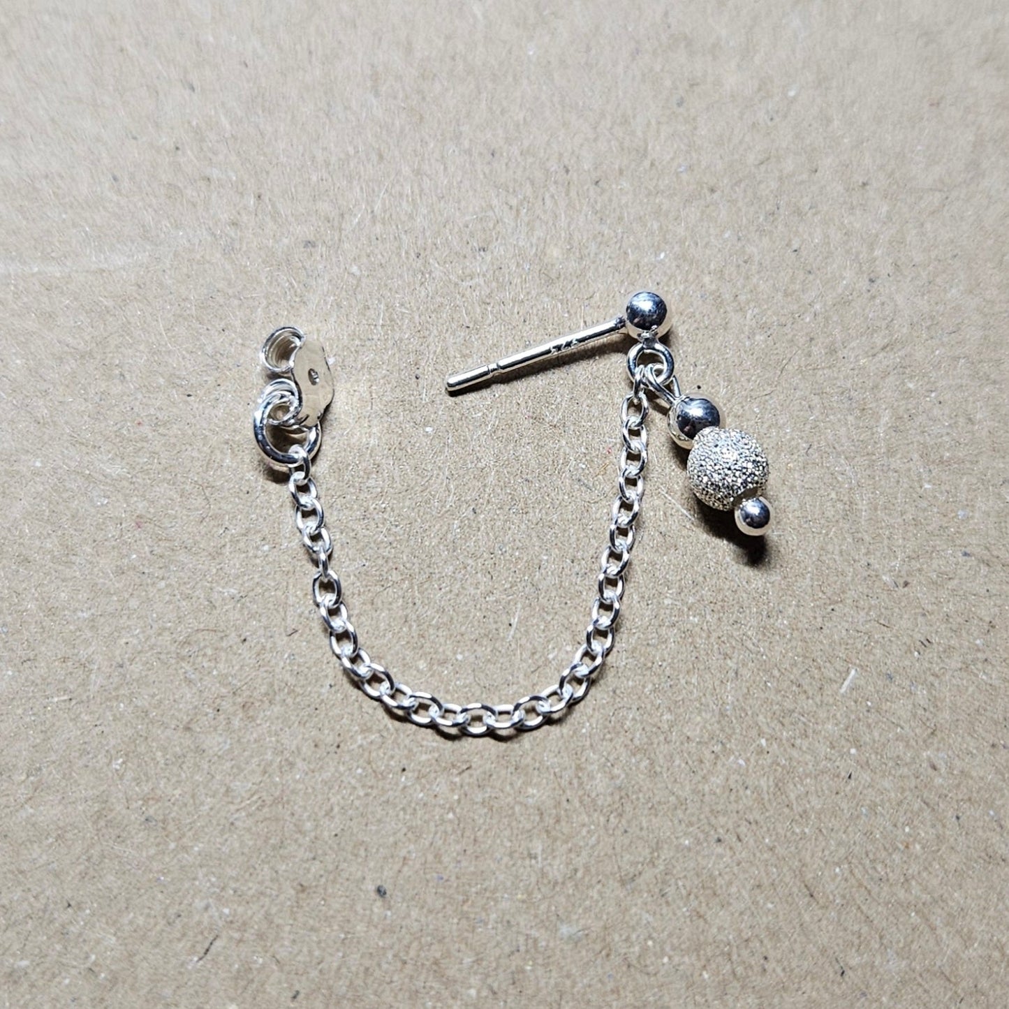 Sparkly Bead and Chain Sterling Silver Helix Cartilage Earring