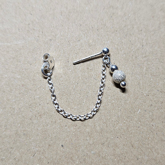 Sparkly Bead and Chain Sterling Silver Helix Cartilage Earring