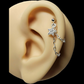 CZ Sparkly Star Sterling Silver Helix Cartilage Chain Earring.