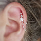 CZ Sparkly Star Sterling Silver Helix Cartilage Chain Earring.