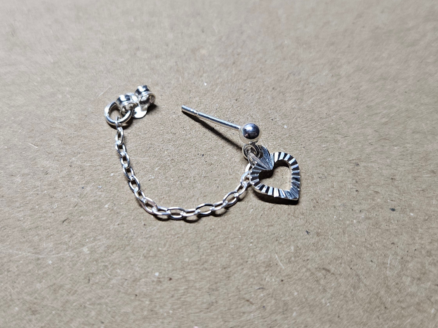 Sterling Silver Hollow Heart Helix Cartilage Earring