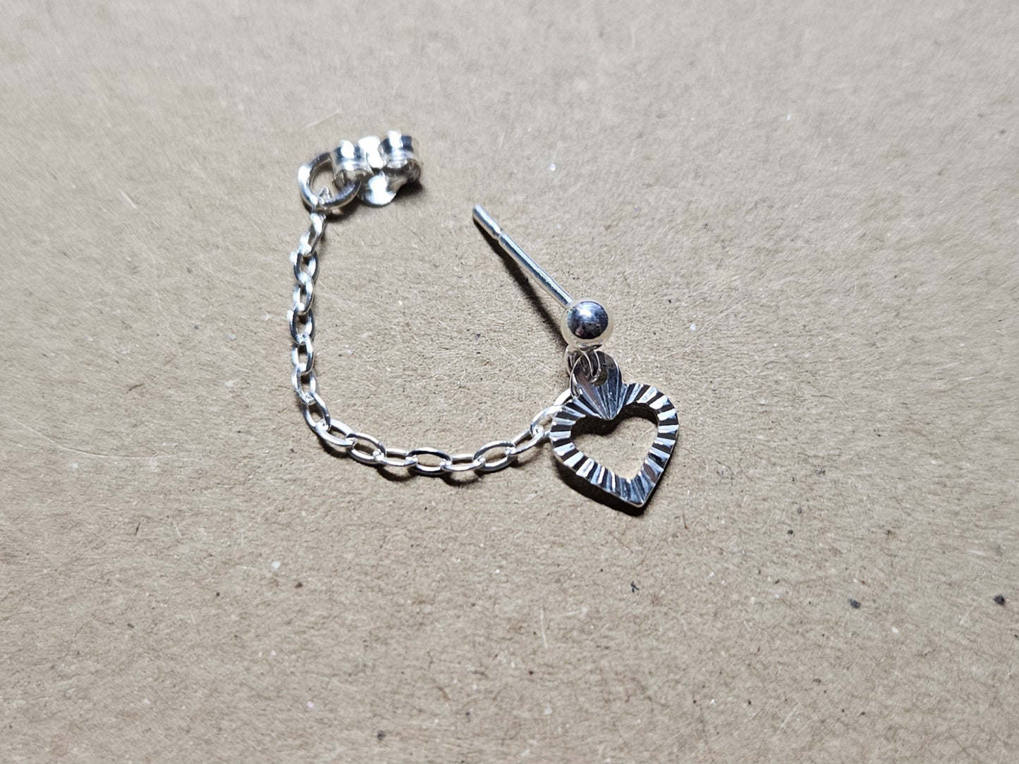 Sterling Silver Hollow Heart Helix Cartilage Earring