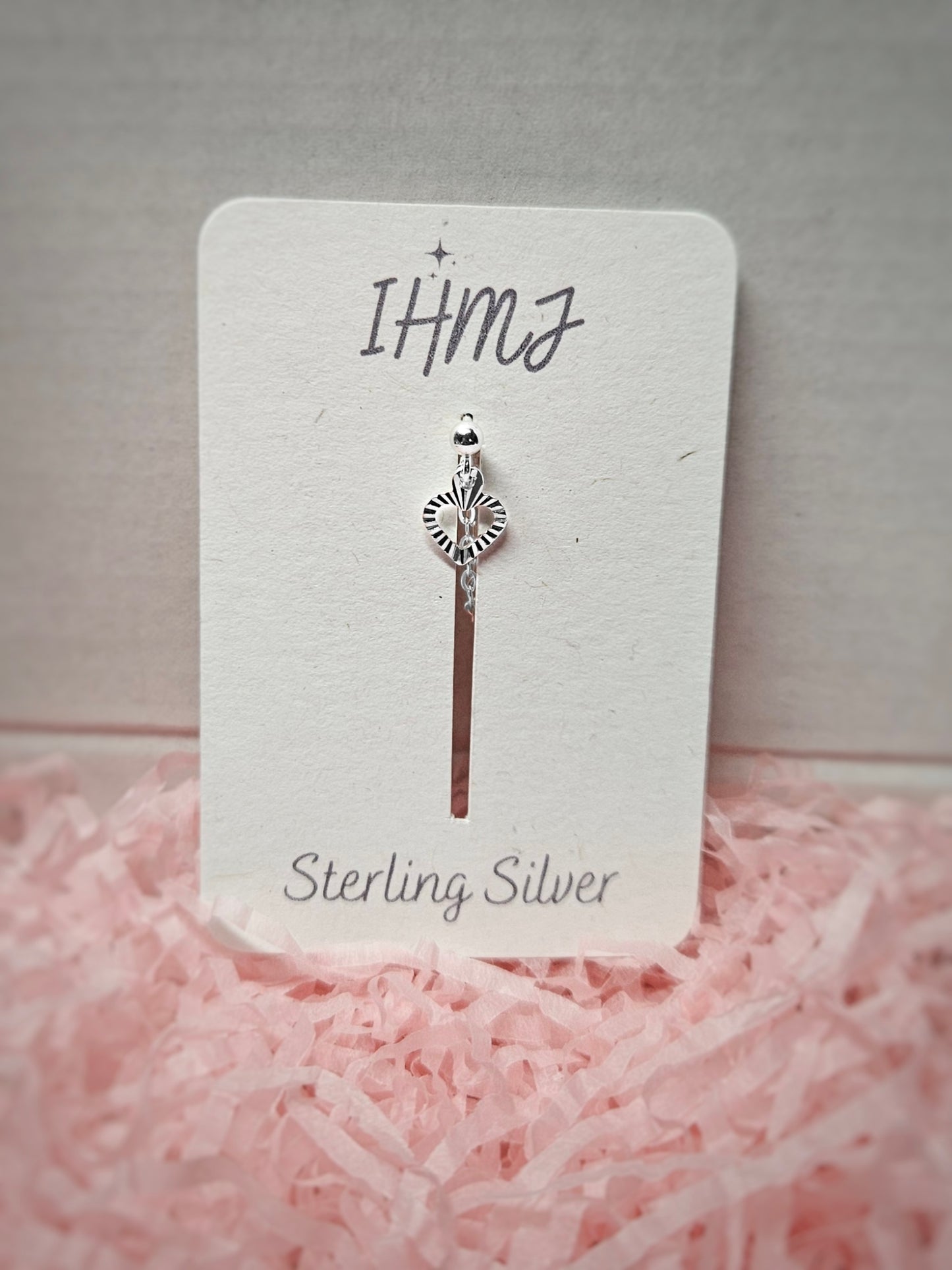 Sterling Silver Hollow Heart Helix Cartilage Earring