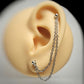 Helix to Lobe Piercing Double Chain. Stainless Steel