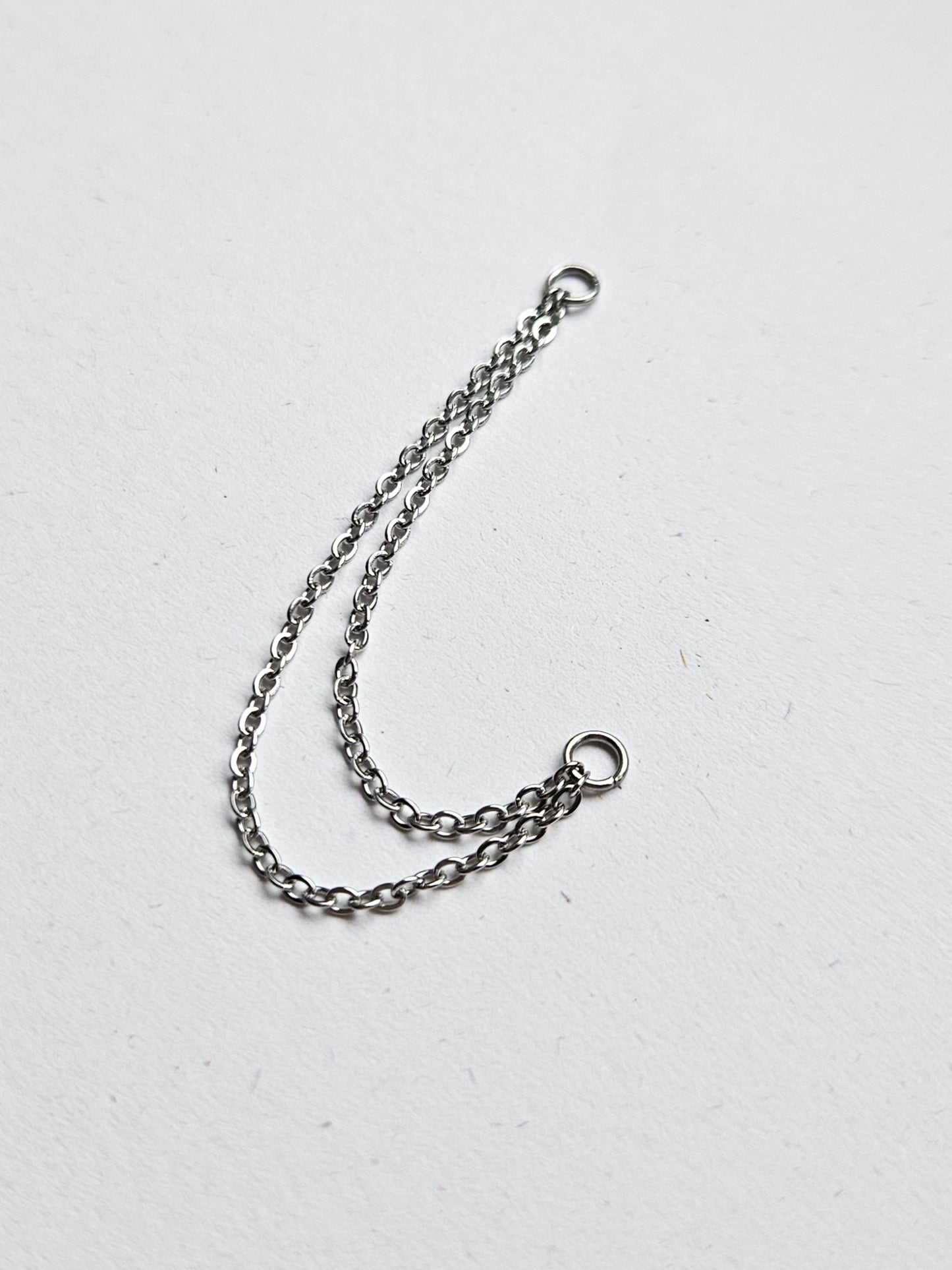 Helix to Lobe Piercing Double Chain. Stainless Steel
