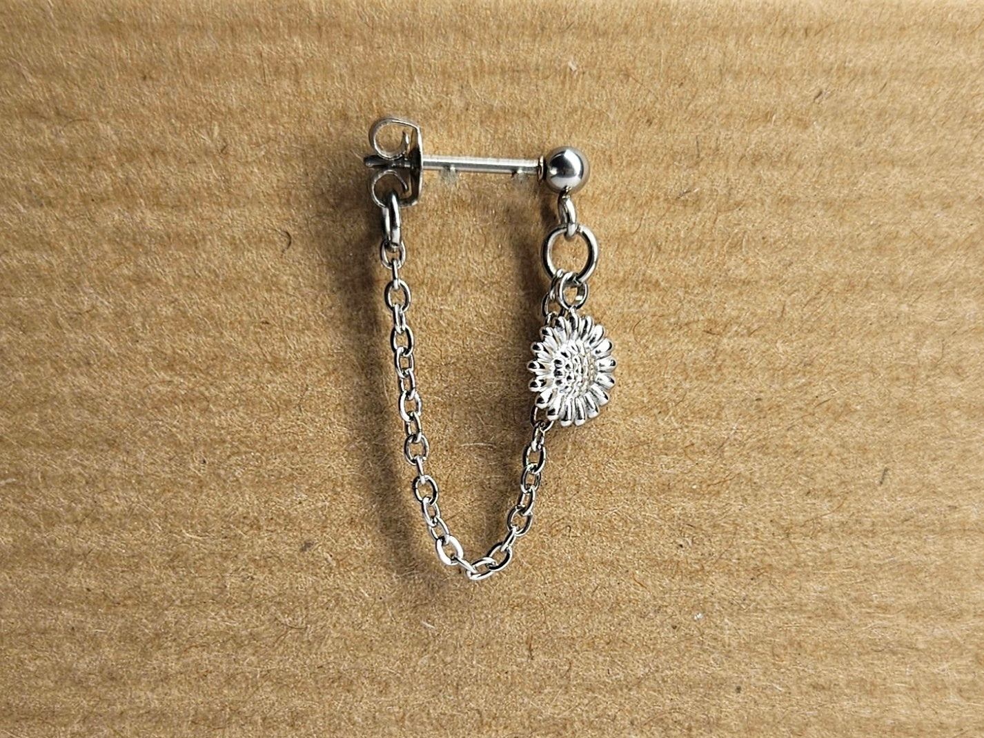 Stainless Steel Flower Cartilage Chain Earring