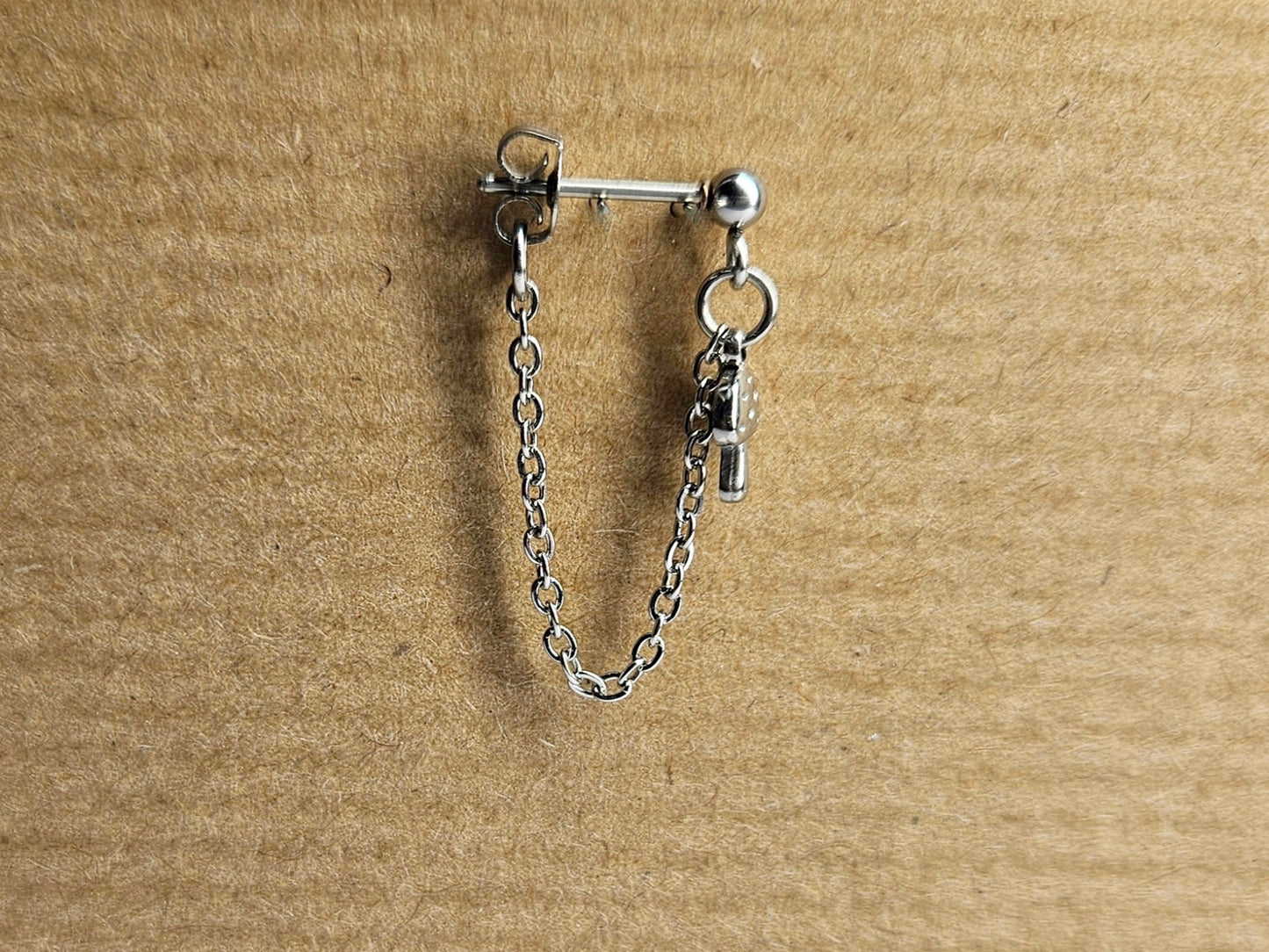 Stainless Steel Mushroom Cartilage Chain Earring