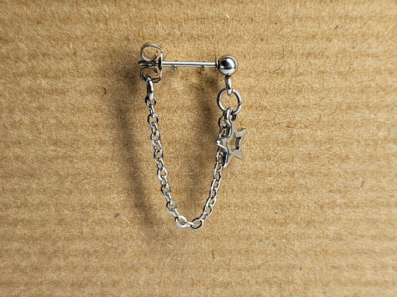 Stainless Steel Hollow Star Cartilage Chain Earring