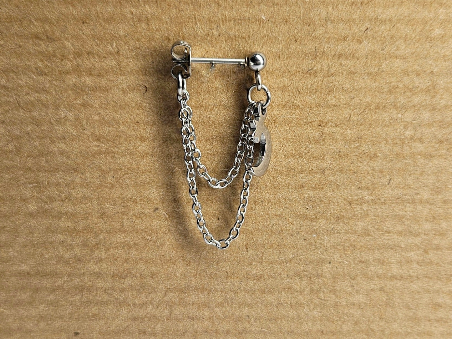 Moon and Star Charm Stainless Steel Cartilage Earring